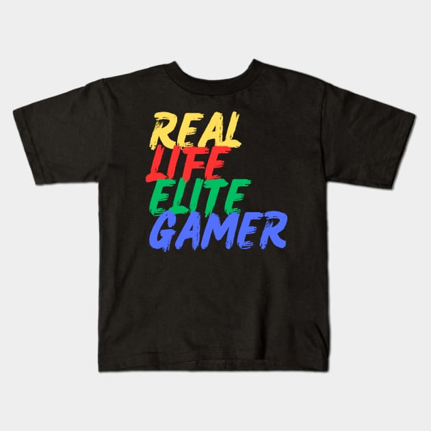 Real Life Elite Gamer (Mood Colors) Kids T-Shirt by Mood Threads